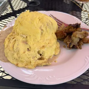 Biscuits and gravy with scrambled eggs