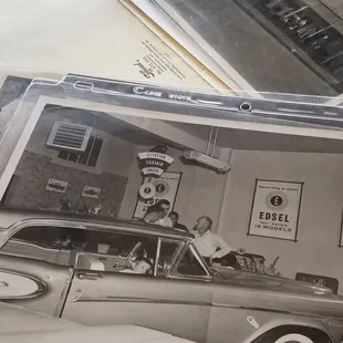 a black and white photo of a car