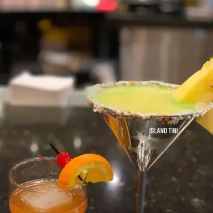 Old fashioned and island tini