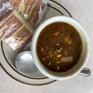 Special of the day : homemade beef soup with veggies