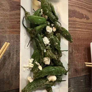 Appetizer feta cheese with peppers.. a little more spicy but still good