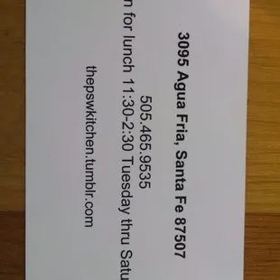 a menu for a restaurant