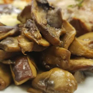 Pile of thin sliced mushrooms were useless
