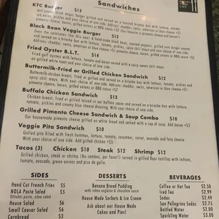 Lunch menu