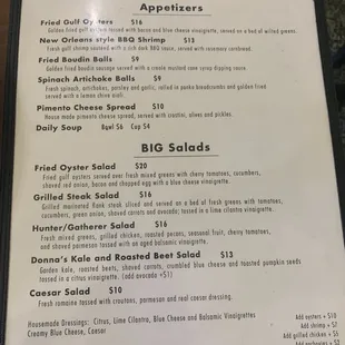 Lunch menu