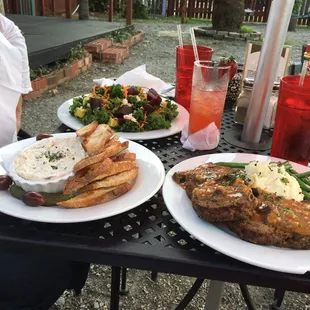 The meatloaf special, tuna dip, Donna salad