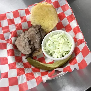 Tri tip sandwich with coleslaw