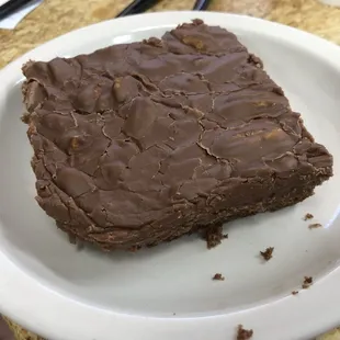 a piece of chocolate brownie on a plate
