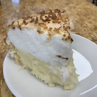 a slice of coconut cream pie