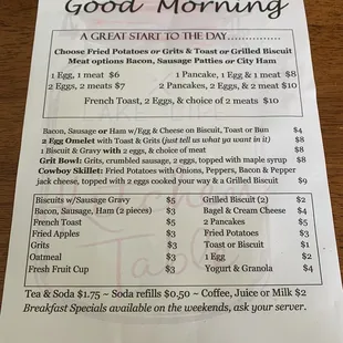 menu