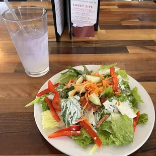 Side salad with ranch dressing