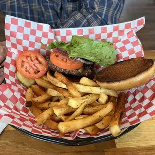Burger and fries