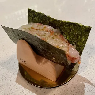 Aka ebi hand roll (sweet shrimp). So good.