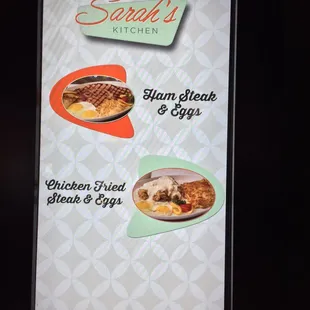 the menu for the restaurant