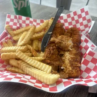 3 Piece tenders with Fries and Slaw
