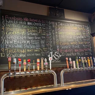 a blackboard with a list of beers
