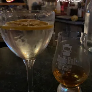 House 50/50 martini &amp; sazerak neat