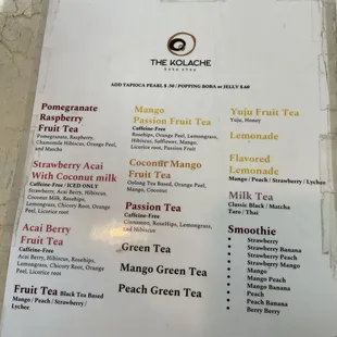 menu