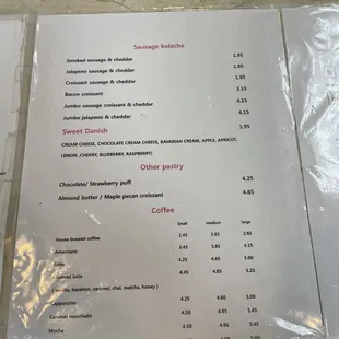 menu