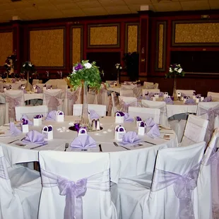 Our Main Reception Hall/Banquet Hall dressed up and ready for guests.