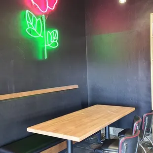 Large indoor tables are available at this restaurant.