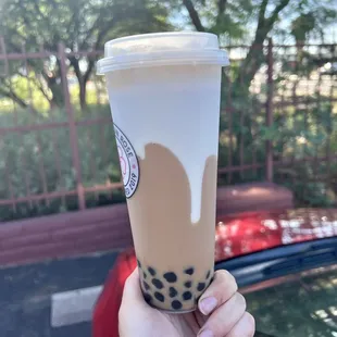 Brown sugar milk tea with cream cheese topping
