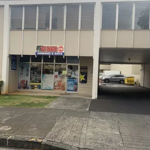a car parked in front of the store