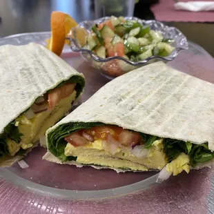 AM wrap (requested without cheese)