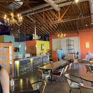 Open area is one area and outside has seating