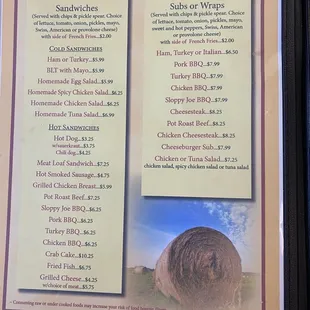 menu