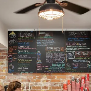 a menu on the wall