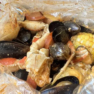 Crab boil bag B was amazing with medium spice.