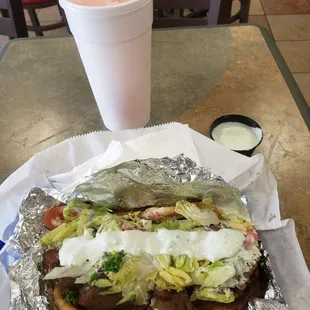The gyro. It's so good. Added some extra tzaziki sauce.