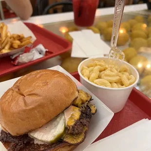 Smash Burger and Mac n Cheese