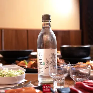 a table full of food and drinks