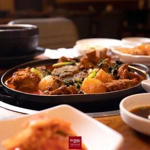 various dishes of food on a table
