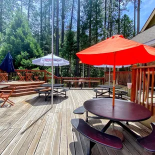 Outside patio at Bunny Slope Cafe at the Kyburz Lodge in Kyburz, CA