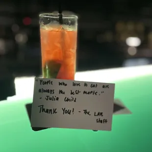 A drink at my restaurant