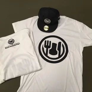 Starter pack tees and hats for the Restaurant Man. Single color two side 100% cotton tee, single color embroidery on new era fitted hat