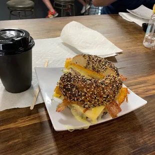 Literally named "The Hangover Cure" bagel sandwich.  We'll see.