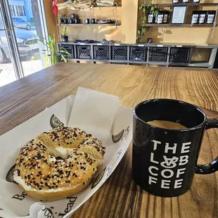 Drip coffee + everything bagel w cream cheese. So simple but so good! And thank you for a good amount of cream cheese