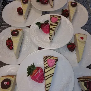a variety of desserts on plates