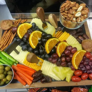 a platter of fruit and vegetables