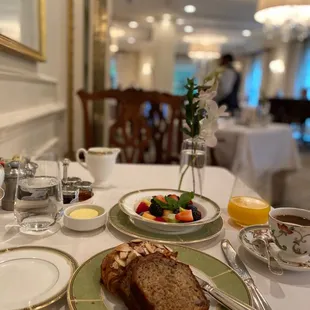 a table set for breakfast