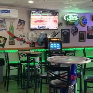 a bar with neon lights