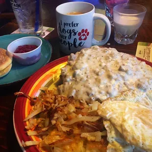 Chicken fried steak breakfast. Definitely big enough to share!