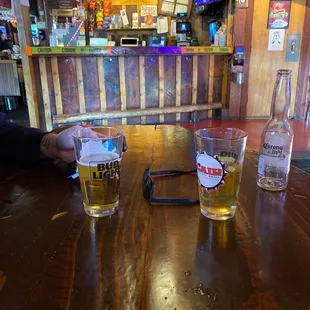 Coors light on draft corona light in bottle.