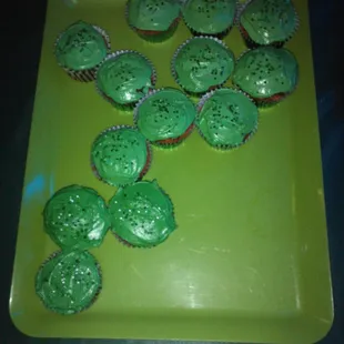 March 17, 2017 - you can&apos;t argue with free green cupcakes with, would you believe, watermelon flavored cake base?