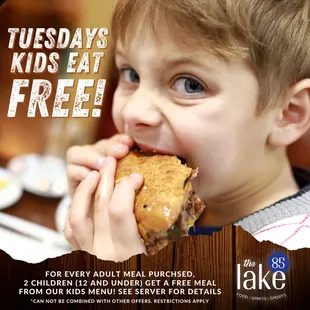 Kids eat free on Tuesdays!
