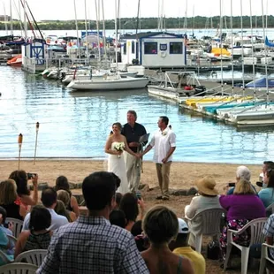 a couple getting married on the beach